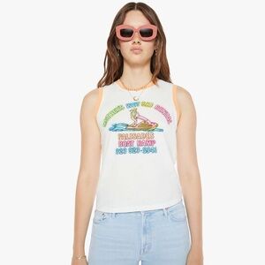 MOTHER THE STRONG AND SILENT TYPE WET SKI Women's White Graphic Tank Top